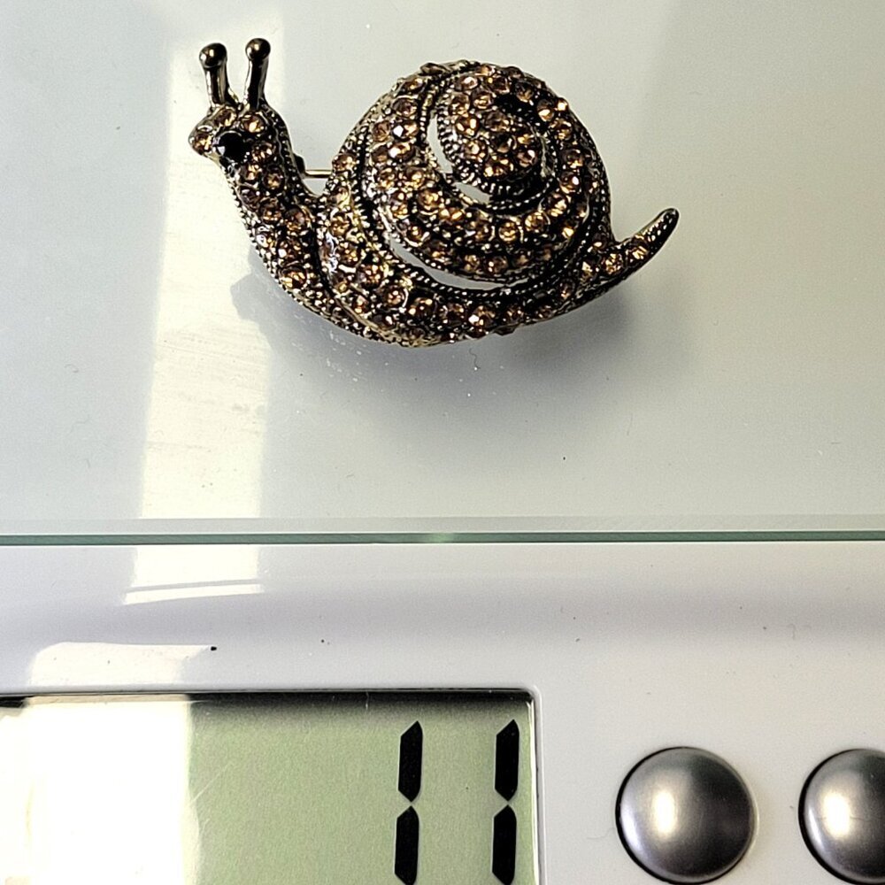 Brown Rhinestone Snail Brooch Pin - Picture 7 of 8